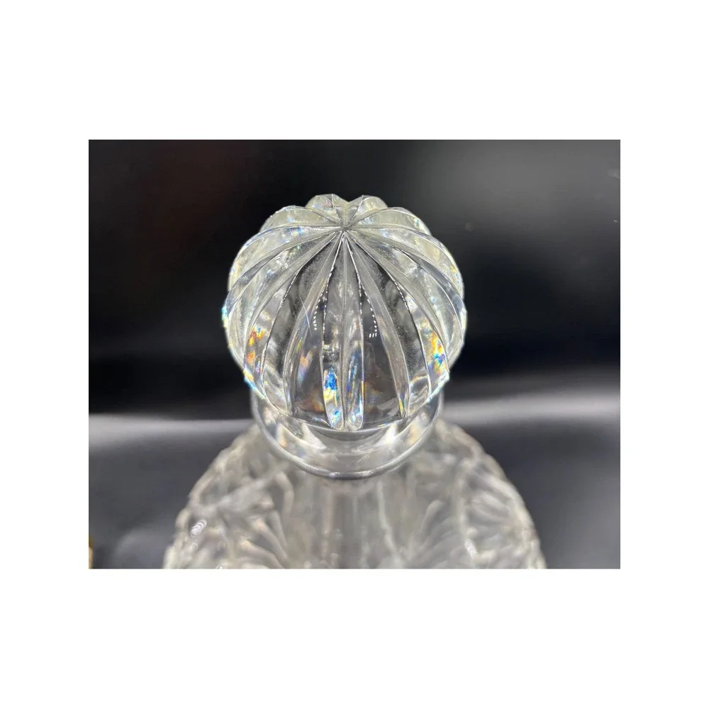 Vintage Glass Ships Decanter‎ with Faceted Ball Stopper 11 Inch Clear Glass